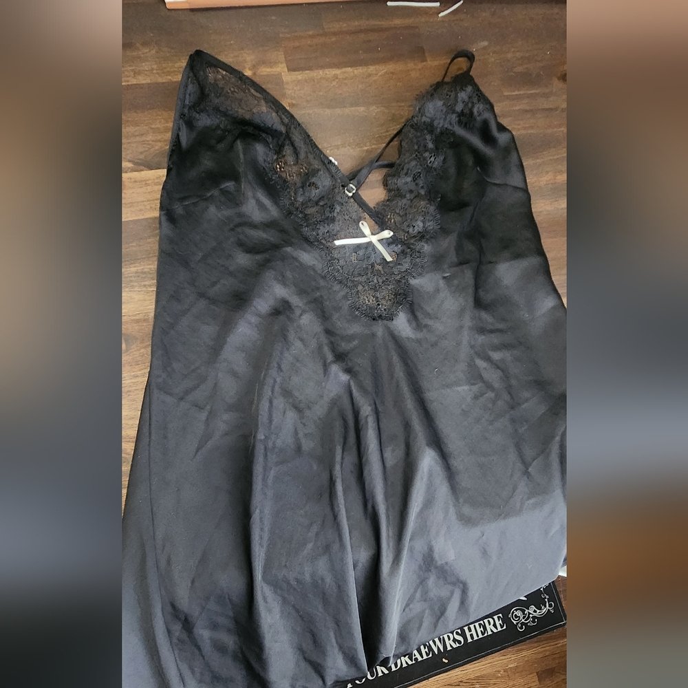 Victoria's Secret Black Chemise Elegant Satin Sleepwear